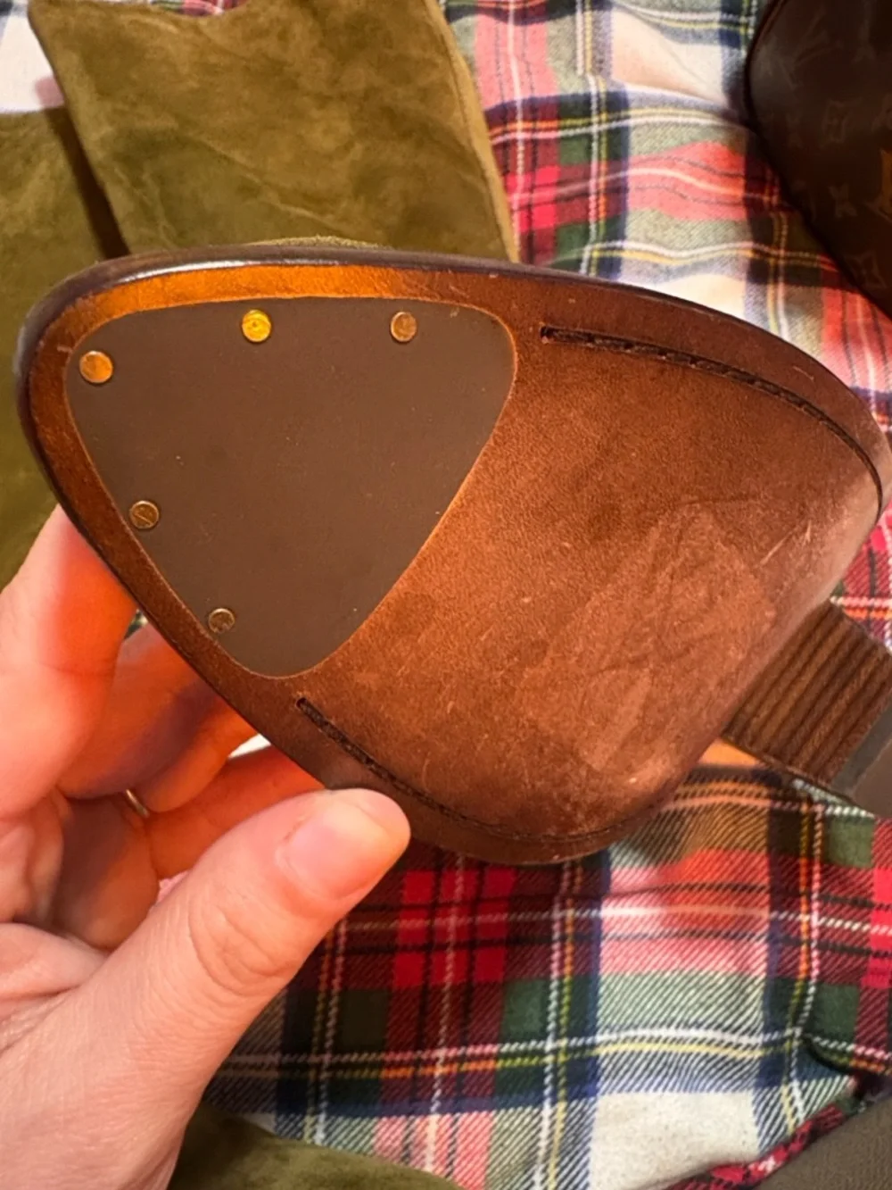 NEW $398 FRYE Anthropologie Women's Olive Suede Mid-Calf Block Heel Boot - Picture 9 of 9